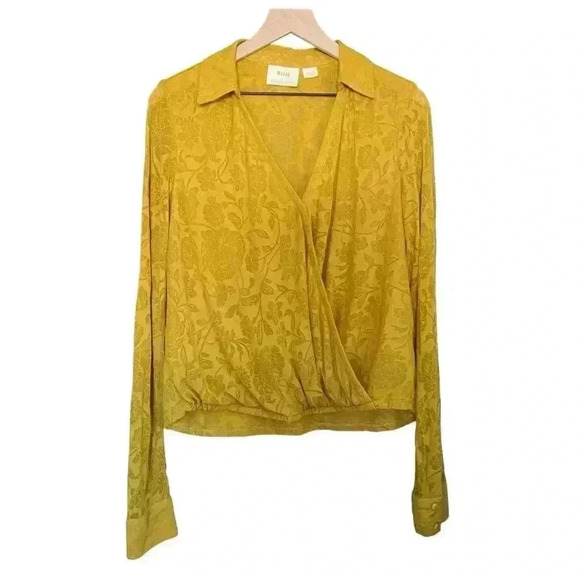 Anthropologie Mustard Wrap Top - Picture 5 of 10